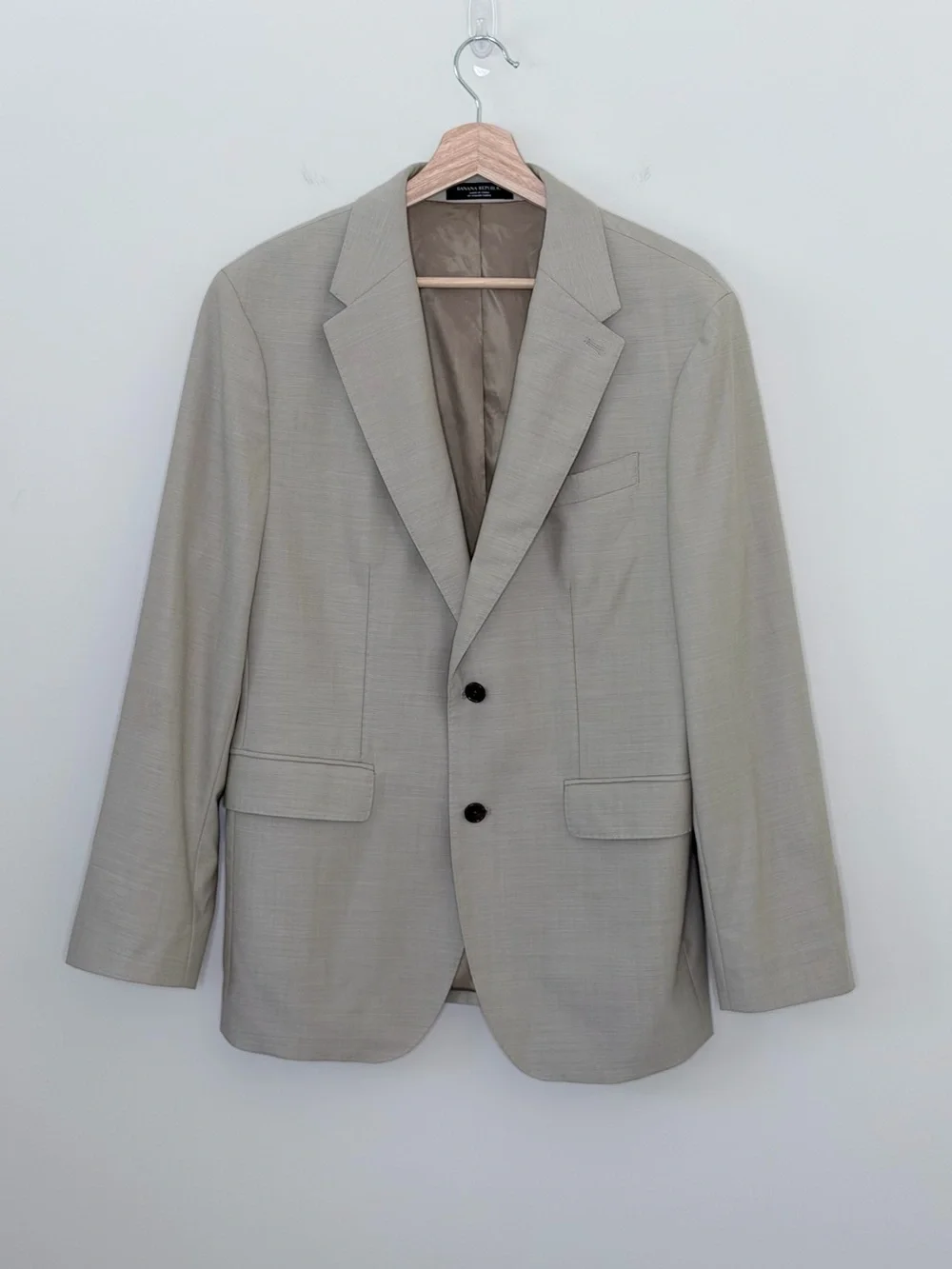 Banana Republic Reda Flexo Italian Hopsack Suit Jacket 40S Slim Fit Tan Wool